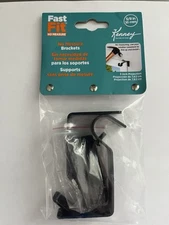 New Kenney Fast Fit 5/8" No Measure Curtain Rod Brackets Matte Black Drapes