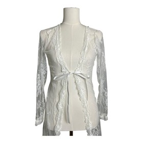 Avidlove White Lace Kimono Robe Sheer Lingerie Wedding Stripper Dancer Sexy S