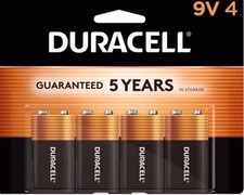 Duracell 9-Volt Coppertop Alkaline Batteries 4-Pack 