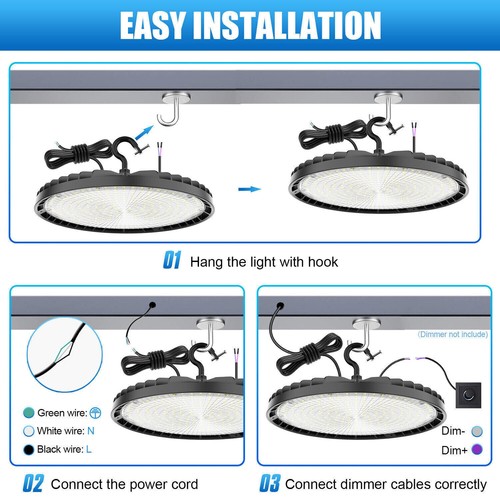 6 Pack 150W UFO LED High Bay Light Shop Factory Warehouse Industrial Fixtures - Picture 9 of 11
