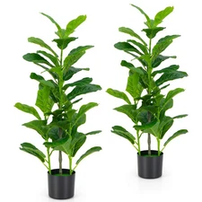 2-Pack 39.5" Artificial Fiddle Leaf Fig Tree Home Office Greenery Plant Decor