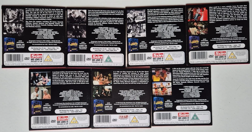 Carry On Films 7 x Film Bundle The Sun/NOW Promo Please See Photos For Titles - Image 2 of 2