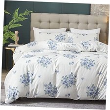 Floral Duvet Cover Set Size, 3 Pieces Floral Farmhouse Duvet Cover Queen Blue