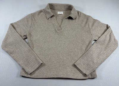 Thread & Supply Sweater Women s M Oatmeal Color Monochromatic Quiet Luxury