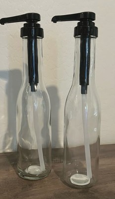 Set of 2 Target Coffee Bar Syrup Pumps Dispensers New Glass Bottles Black NEW