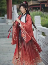 Weijin Dynasty Hanfu Ancient Chinese Traditional Clothing Costume Unisex Suit