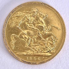 22ct Gold Full Sovereign Coin  1896 Queen Victoria (.916) 22.05mm Diameter 7.98g