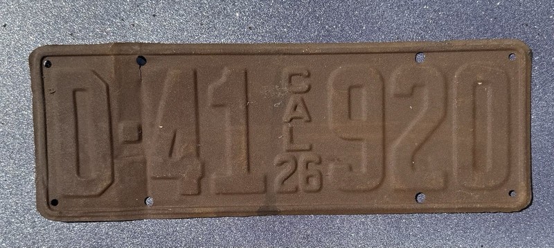 Vintage 26 CA License Plate 1926 California Cal Lic D 41 929 Original