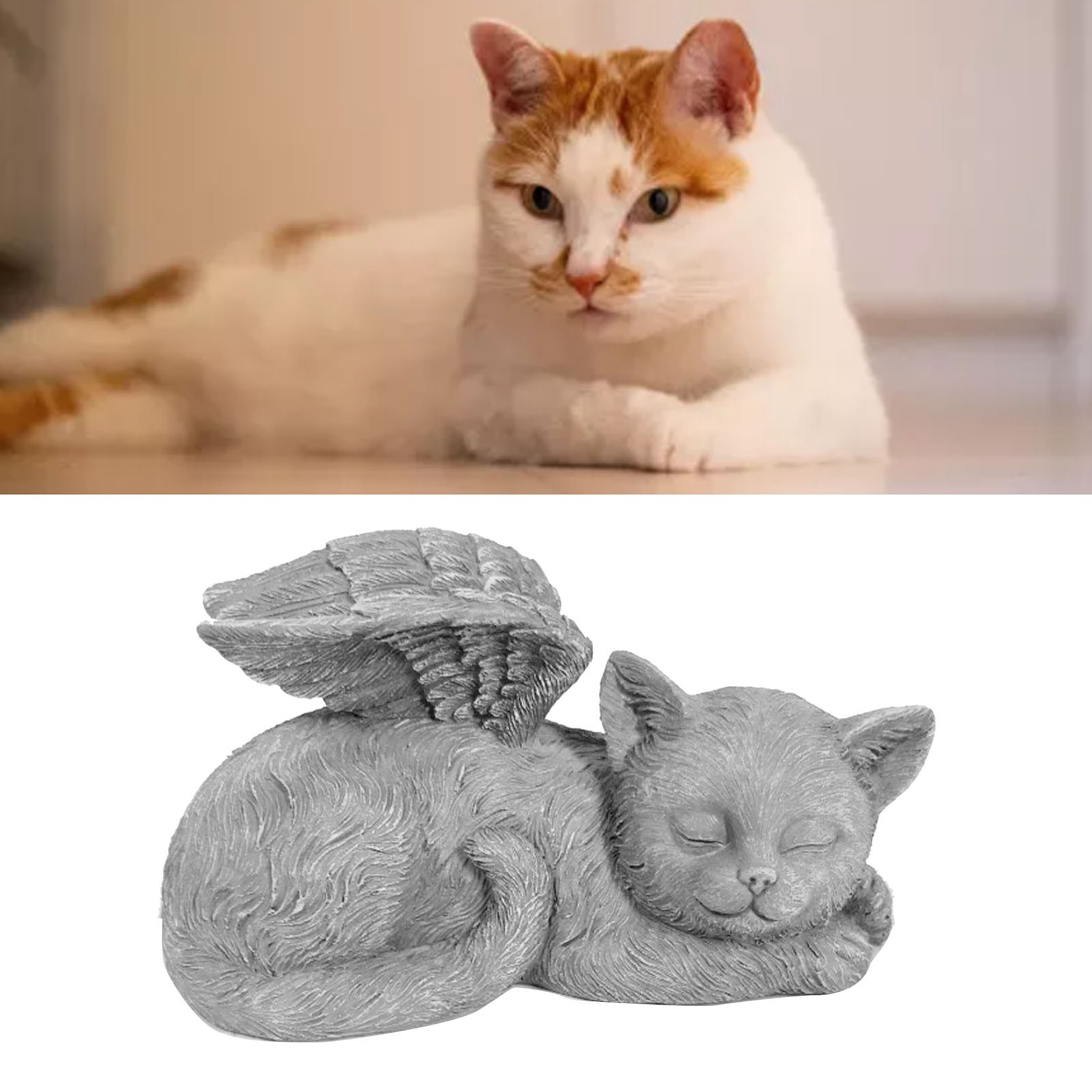 .Pet Memorial Statue Resin Sleeping Pet Angel Garden Sculpture For Pet Memorial