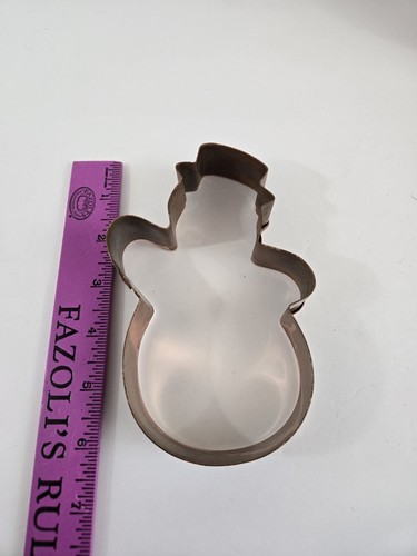 Copper Cookie Cutter Large Snowman 6" Pertina Christmas Holiday Heavy Vintage - Picture 2 of 3