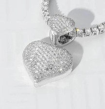 2Ct Round Cut White Lab-Created Women's Heart Pendant 14K White Gold Plated