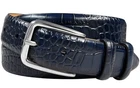 Men's Dress Navy Belt Solid Brass Buckle Genuine Full-Grain Cowhide Leather