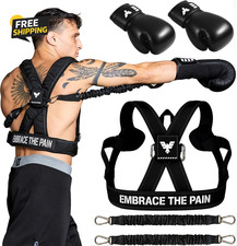 Adult Boxing Harness with 12Oz Gloves Adjustable Resistance Bands 3 Levels ,