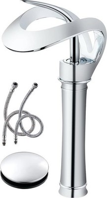 Elegant Chrome Vessel Sink Faucet, AUU Modern Single Handle Bathroom Faucet Tall