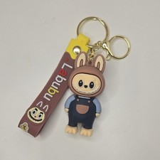 Labubu The Monsters Overall Silicone Figurine Gold Keychain with Strap Unbranded