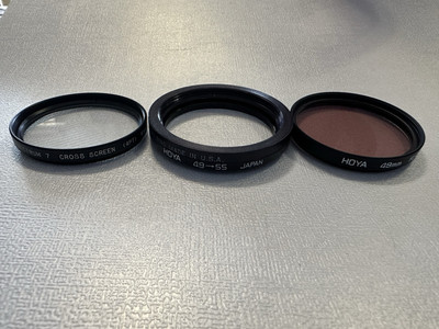 Hoya Camera 49mm Cross Screen & FL-Day Filters w/49-55 Step Down Ring