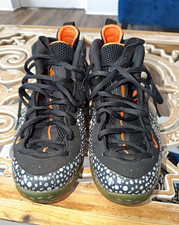 Nike Air Foamposite One Safari Men s Mid Top Lace-Up Sneakers Black Orange