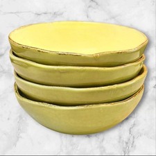 Il Hodo Ceramiche Rustic Lime Green Artisan Bowls Set of 4 Italy Gently Used
