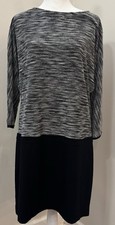 Ann Taylor Loft Black White Tweed Dolman Sleeve Contrast Shift Dress Size 8