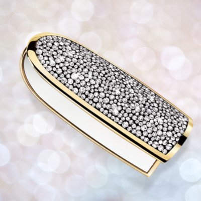 GUERLAIN ROUGE G Case LE STRASSE Rhinestone Gold Double Mirror JP