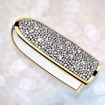 GUERLAIN ROUGE G Case LE STRASSE Rhinestone Gold Double Mirror JP