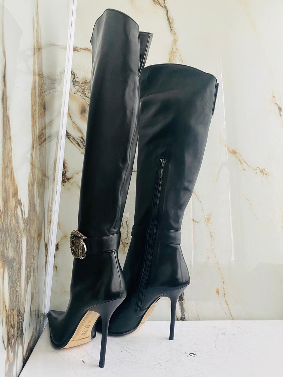 Bottes Gianmarco Lorenzi Talons Hauts – Taille 38, Cuir, Fabriqué En Italie, Occasion Très Bon état