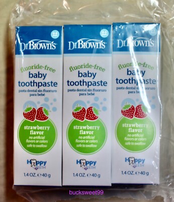 Dr. Brown's Fluoride-Free Baby Toothpaste Infant & Toddler Strawberry - 3-PACK