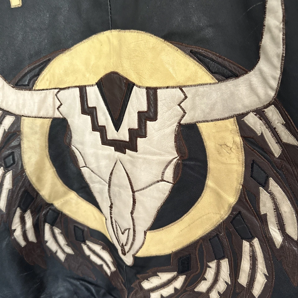 Chaqueta Bomber De Colección Marshall Rousso Cuero Retro Y2K Bull Skull Talla XL? Foto 2 de 4