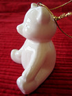 Vintage Lucie Sable 3" WHITE TEDDY BEAR porcelin Christmas Ornament Figurine — photo 2