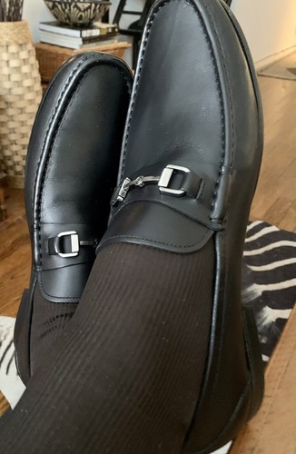 13D Black Leather Horse Bit Loafers | eBay