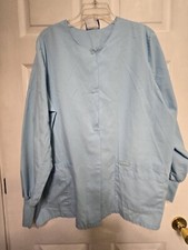 Landau Scrub Jacket Size L-Blue Snap Front-Chest 26"/L 30"