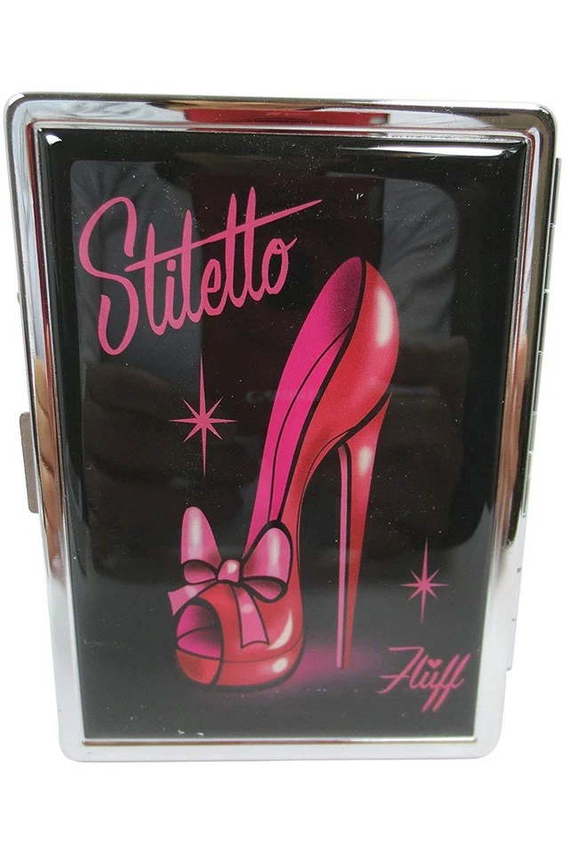 Fluff Hello сексуальный черный Stiletto и розовый бант металлический ID зеркало чехол компактное зеркало - Изображение 2 из 3
