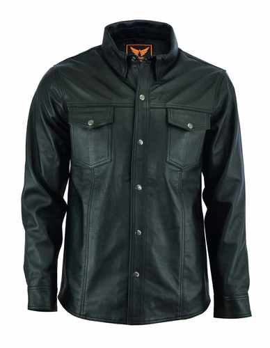 TackField Men's Premium Ultra-Soft Sheepskin Leather Shirt Jacket – Lightweight - product listing photo