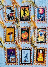 9 Halloween Candy Corn Gift Hang Tags Scrapbooks Parties Junk Journals 376R