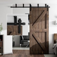 6.6FTCeiling Mount Bracket Sliding Barn Door Hardware Kit Black Single Door