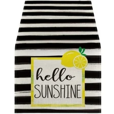 Striped Lemon Fabric Table Runner Create Festival Atmosphere DIY Table Decors