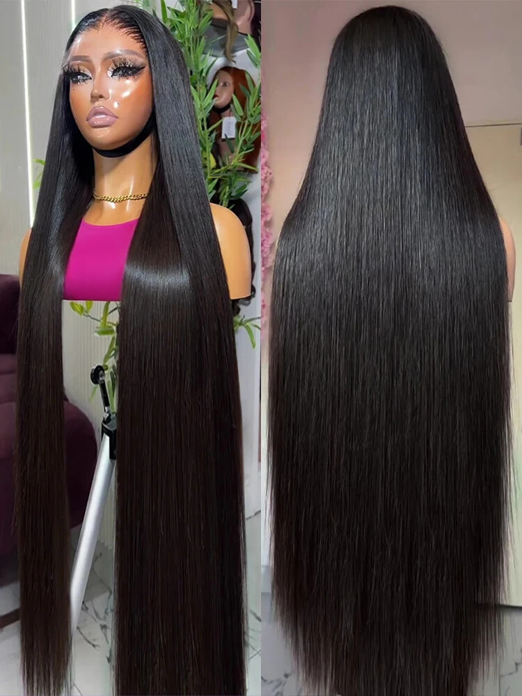 Long Straight Hd Lace Front Wig 50 Inch Brazilian Human Hair  display picture 2