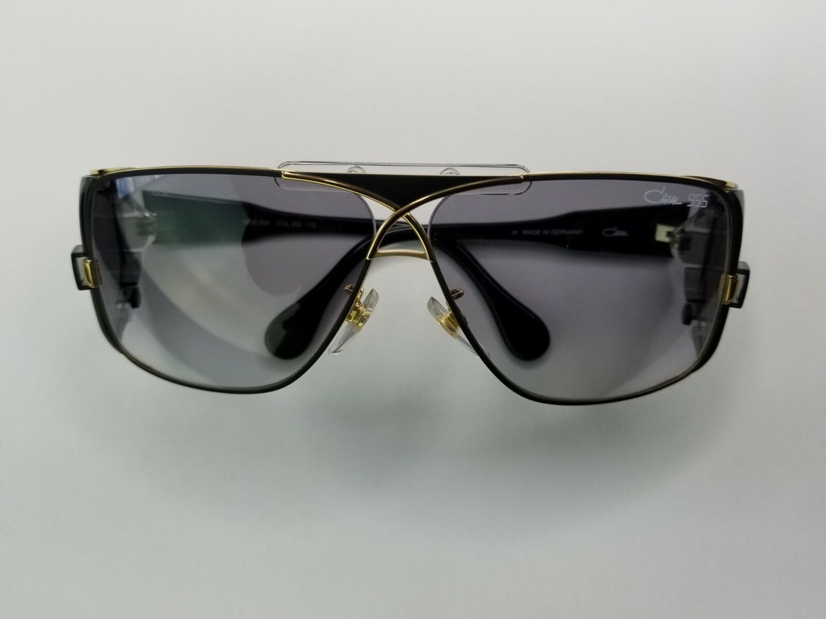 CAZAL MOD 955 COL 302 ICONIC VINTAGE BLACK GOLD SHIELD SUNGLASS
