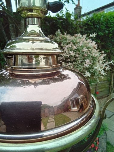 Victorian Adjustable Brass/Copper Standard Lamp, Scroll Detail -Hinks & Son B'hm - Picture 12 of 12