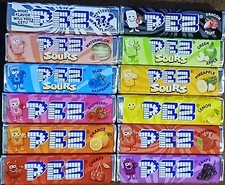12 PACKS ASSORTED PEZ CANDY - DRAGON FRUIT, MYSTERY , SOURZ FRUITS