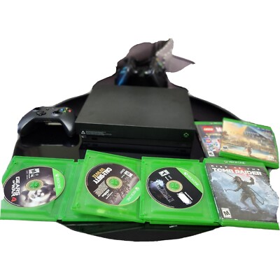Xbox One X 1TB Bundle Games Controllers Rechargeable Battery  w/Stand