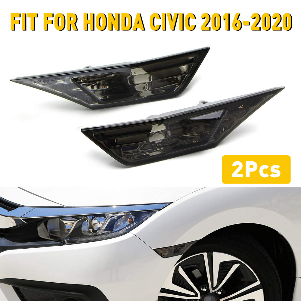 2016-2020 Honda Civic Smoked Side Marker Turn Signal Lights - 2Pcs  