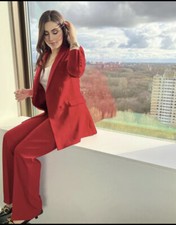 ZARA WOMAN DOUBLE BREASTED BUTTONED BLAZER BRIGHT RED Size S