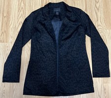Christian Siriano Blazer Womens Xs Leopard Animal Print Open Jacket Long Sleeve
