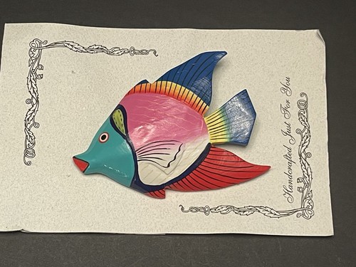 Angelfish TROPICAL FISH BROOCH Multicolor Handcrafted Artisan Pin NEW