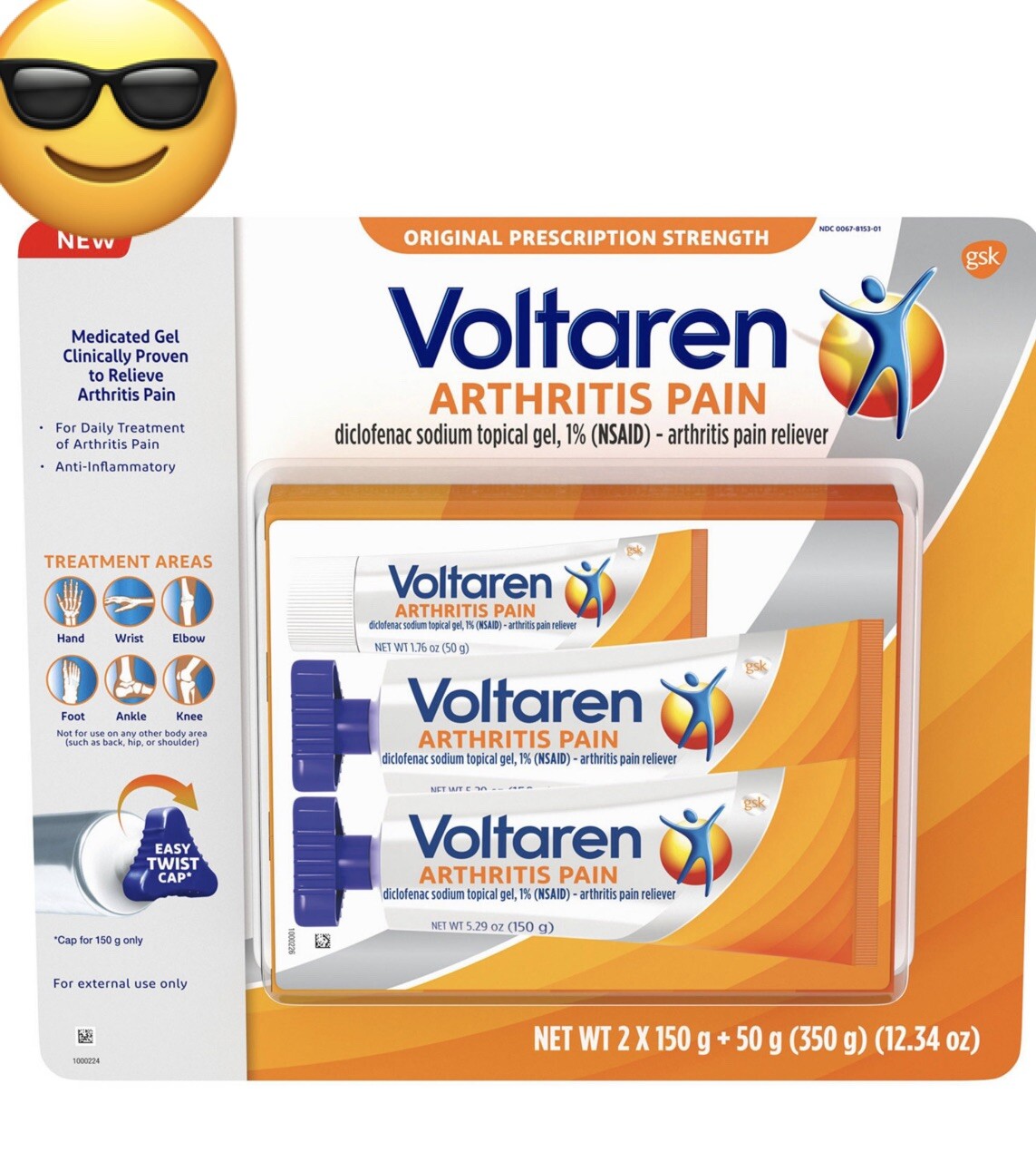 Topical Arthritis Pain Relief Gel 2 Tubes of 5.3 oz., & a Travel tube 1.7 oz