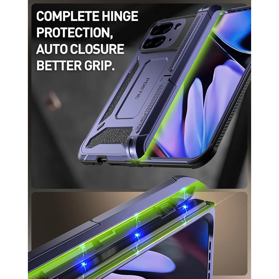 For Google Pixel 9 Pro Fold 5G Case Poetic with Kickstand Shockproof Cover Blue - Image 4 of 4