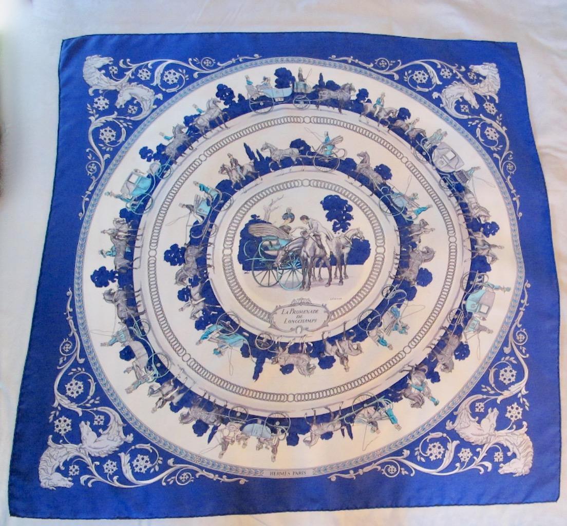 新品エルメススカーフカレ LA PROMENADE DE LONGCHAMPS Vintage HERMES Scarf Carre 