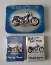 HARLEY-DAVIDSON PLAYING CARDS TIN VINTAGE 2001 (2) DECKS BICYCLE HARLEY CARDS