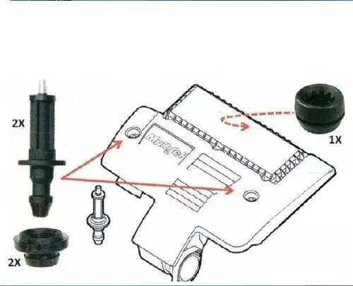 KIT PERNI E BOCCOLE SCATOLA FILTRO ARIA BOX CASSA COPRI MOTORE FIAT 1.3 MJET - Immagine 2 di 4